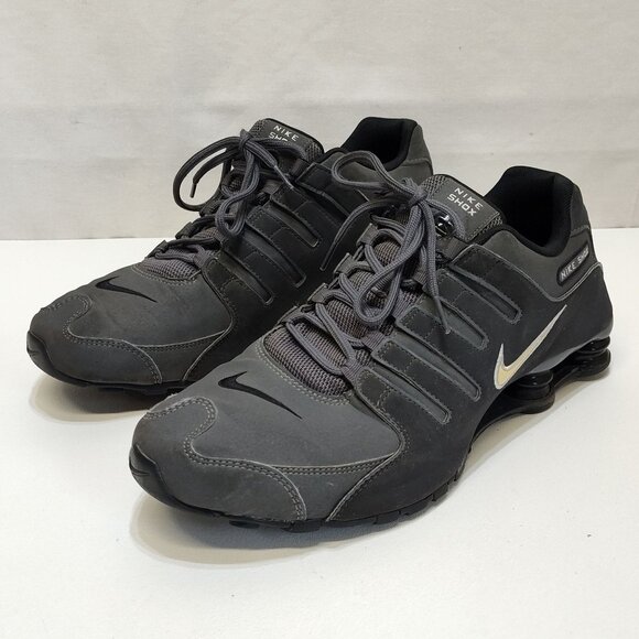 Nike Shox NZ Dark Gray 378341-059 NuBuck Upper Athletic Shoes Mens 12 Cushioned - Picture 1 of 9